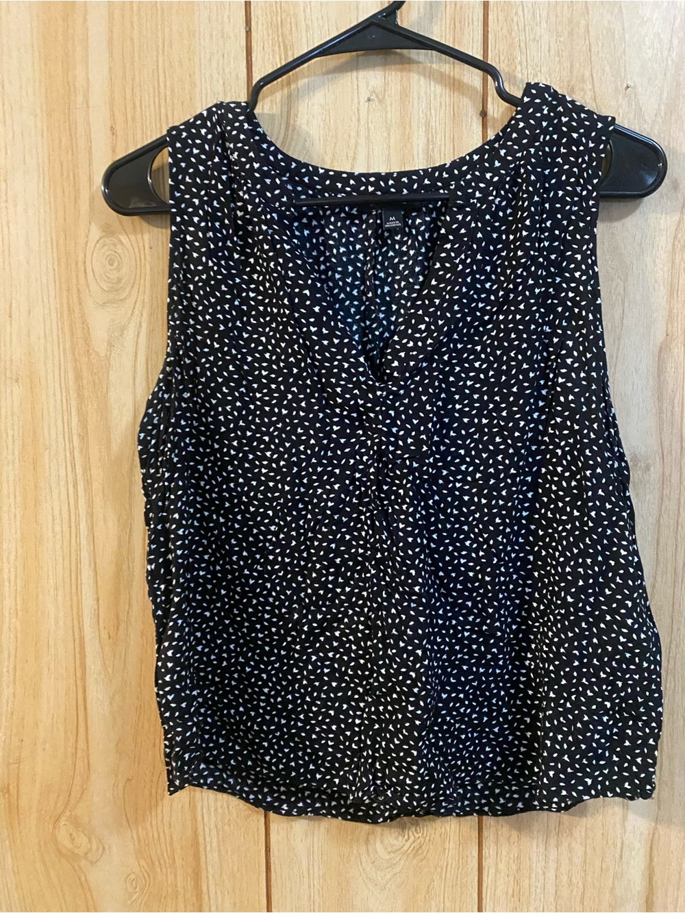 Banana Republic Black Sleeveless V-Neck Camisole with White Micro Dot Print